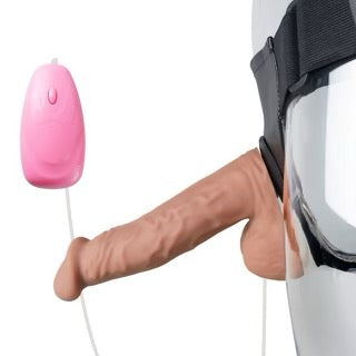 12-speed Flesh Color Wearable Strap On With Vibrating Dildo