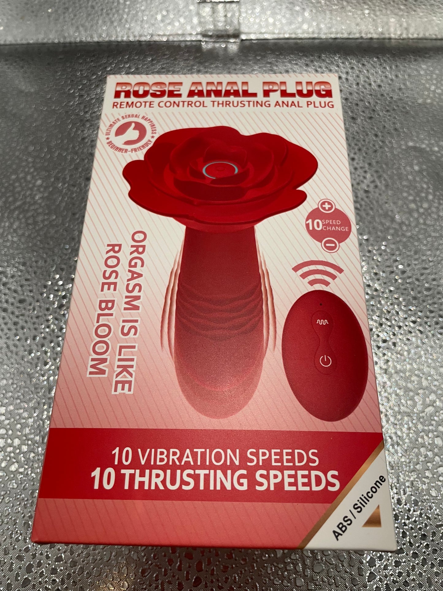 10 Speeds Red Color Silicone Vibrating and Thrusting Anal Toy