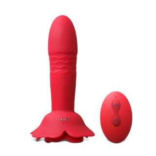 10 Speeds Red Color Silicone Vibrating and Thrusting Anal Toy