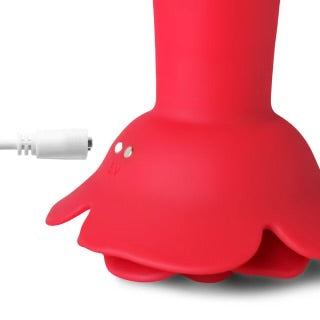 10 Speeds Red Color Silicone Vibrating and Thrusting Anal Toy