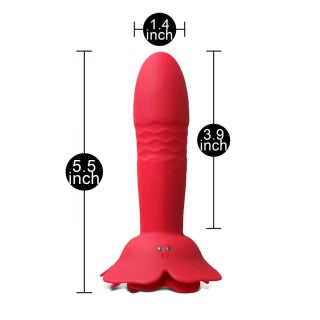 10 Speeds Red Color Silicone Vibrating and Thrusting Anal Toy