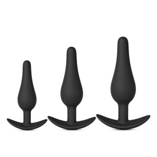 3pcs Black Silicone Butt Plug Set