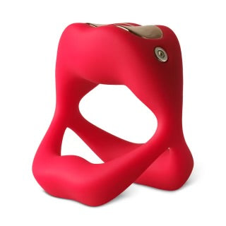 Mouth Shape Red Vibrating Cock Ring with 9-Speed App-Controlled