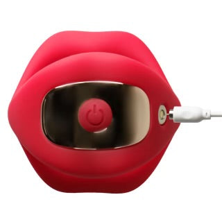 Mouth Shape Red Vibrating Cock Ring with 9-Speed App-Controlled