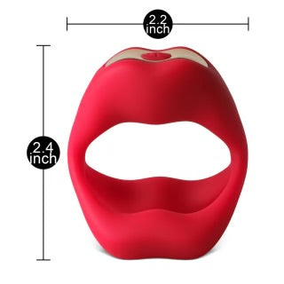 Mouth Shape Red Vibrating Cock Ring with 9-Speed App-Controlled