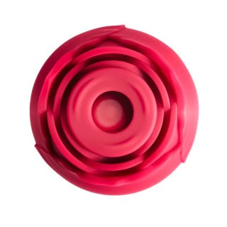Customizable 7-Function Red Color Silicone Clitoral Rose Sucking Vibrator with Vibrating Tongue