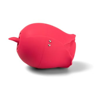 Customizable 7-Function Red Color Silicone Clitoral Rose Sucking Vibrator with Vibrating Tongue