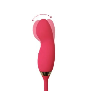 Customizable 10-Speed Red Color Silicone Clitoral Rose with Tongue Licking and Wiggling Vibrator
