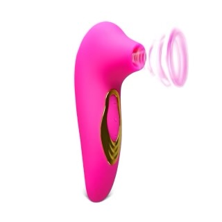 Magenta Sucking Massager with Plated Accent