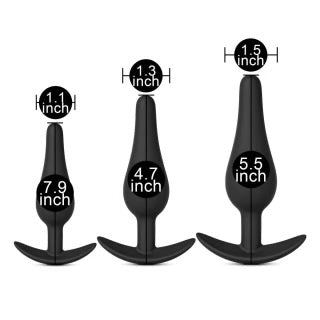 3pcs Black Silicone Butt Plug Set