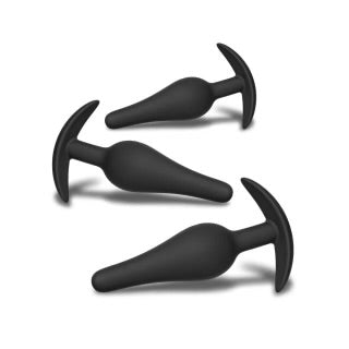 3pcs Black Silicone Butt Plug Set